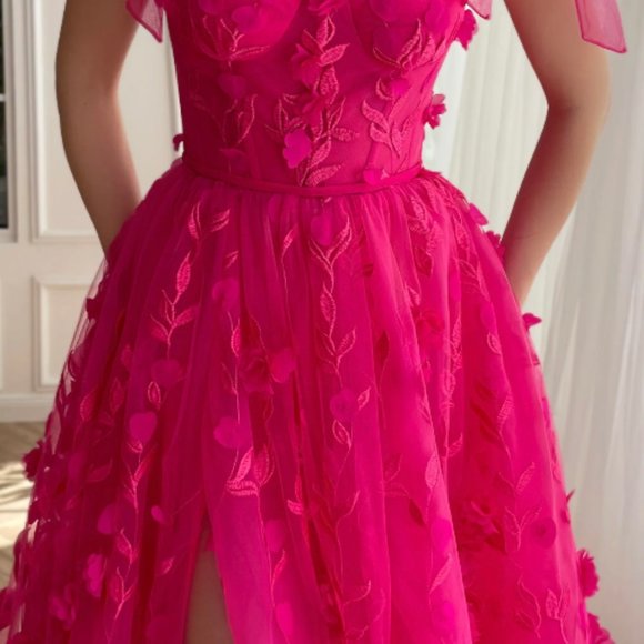 Teuta Matoshi Fuchsia Elegance Lace Gown - Picture 4 of 4